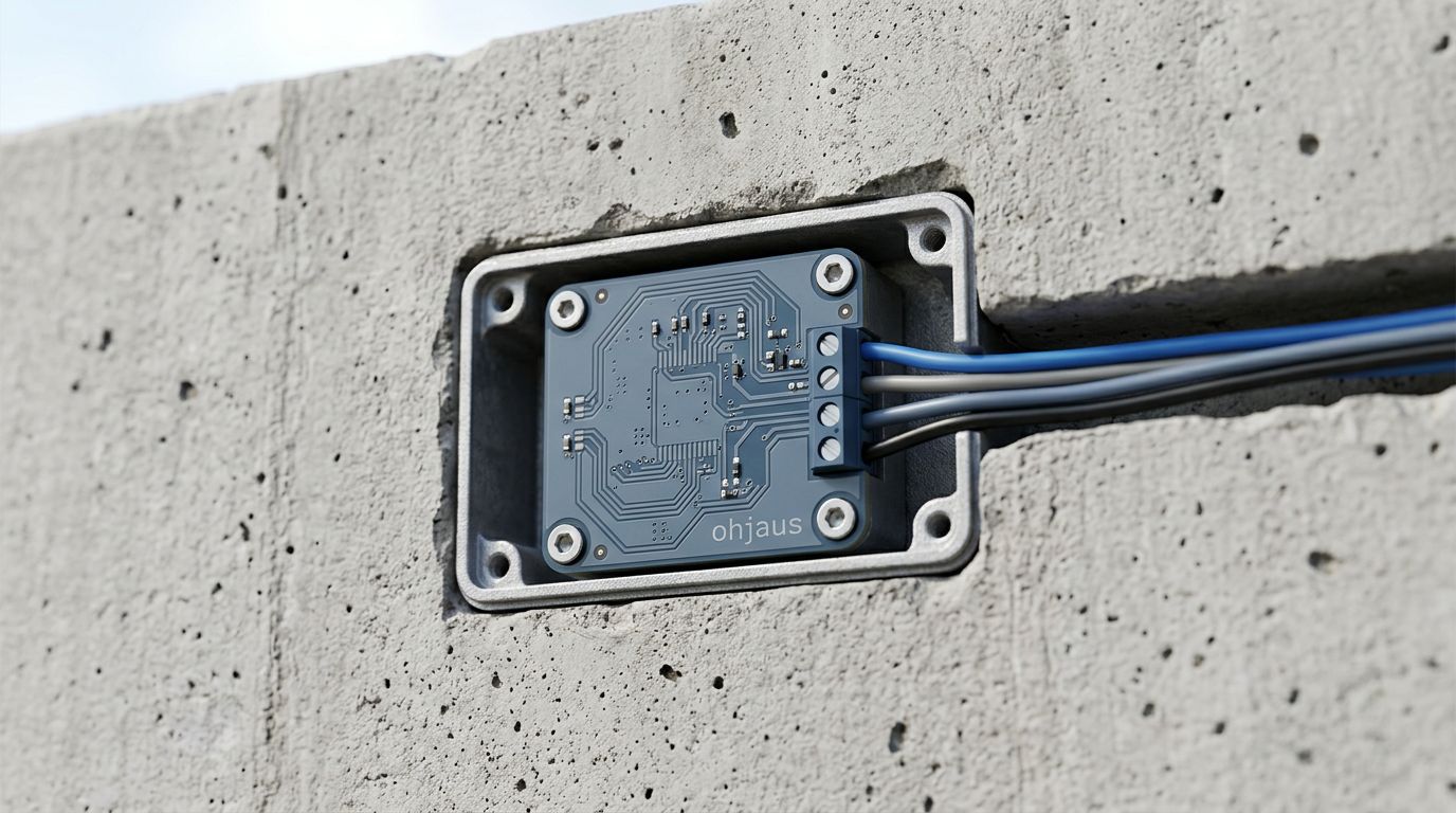 A sensor module embedded in a building's structural element